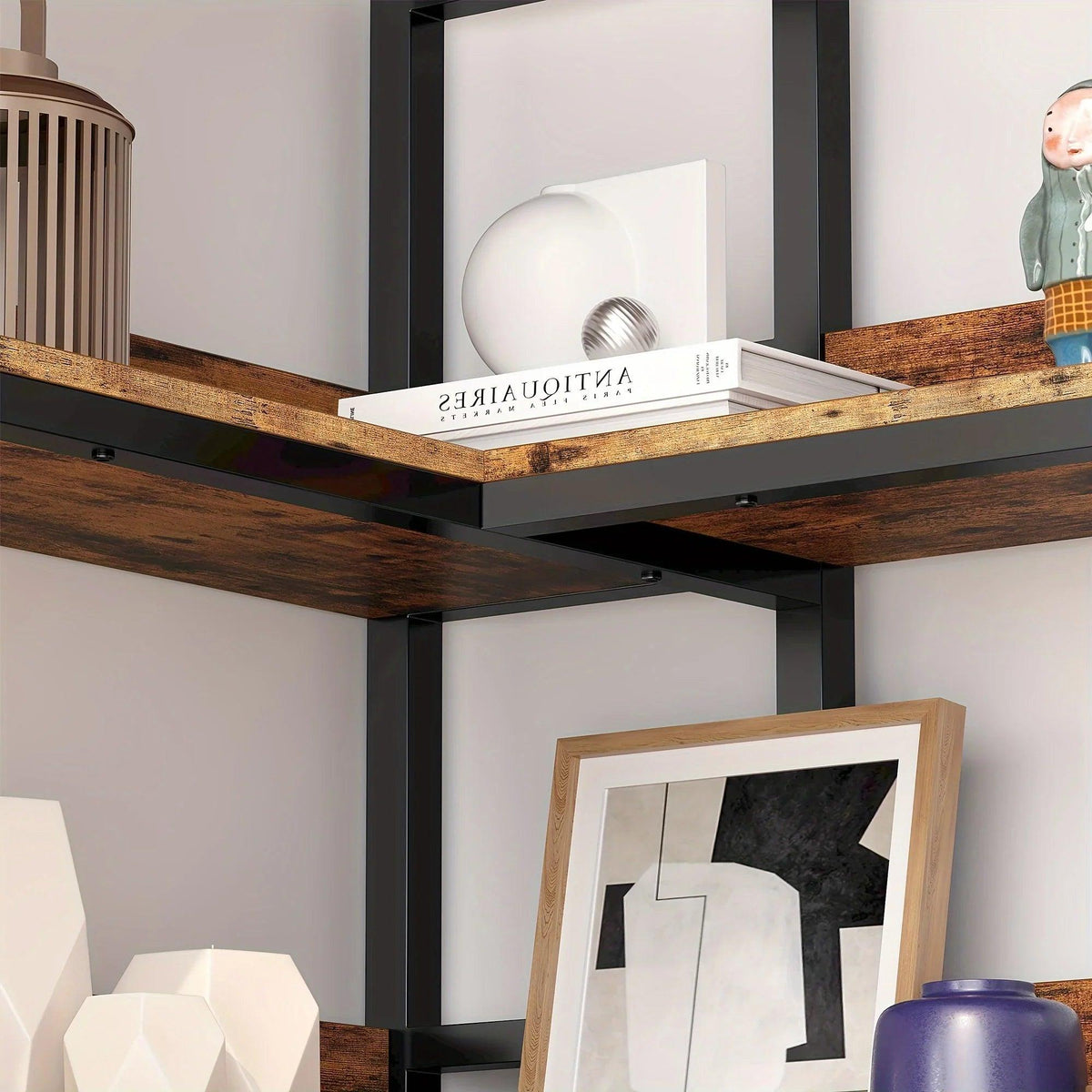 Metal 6-Tier Corner Bookshelf with Spinning Feature for Small Spaces