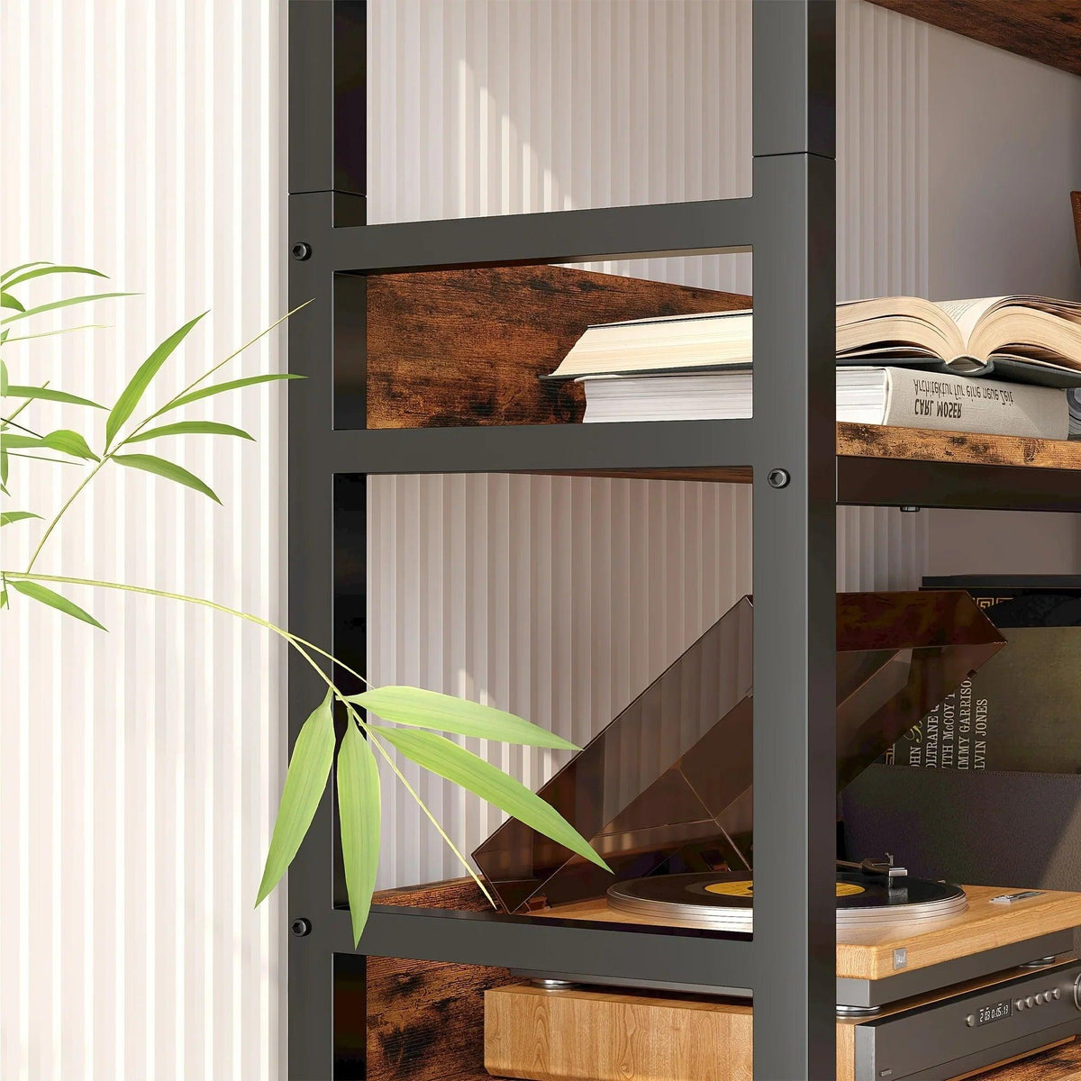 Metal 6-Tier Corner Bookshelf with Spinning Feature for Small Spaces