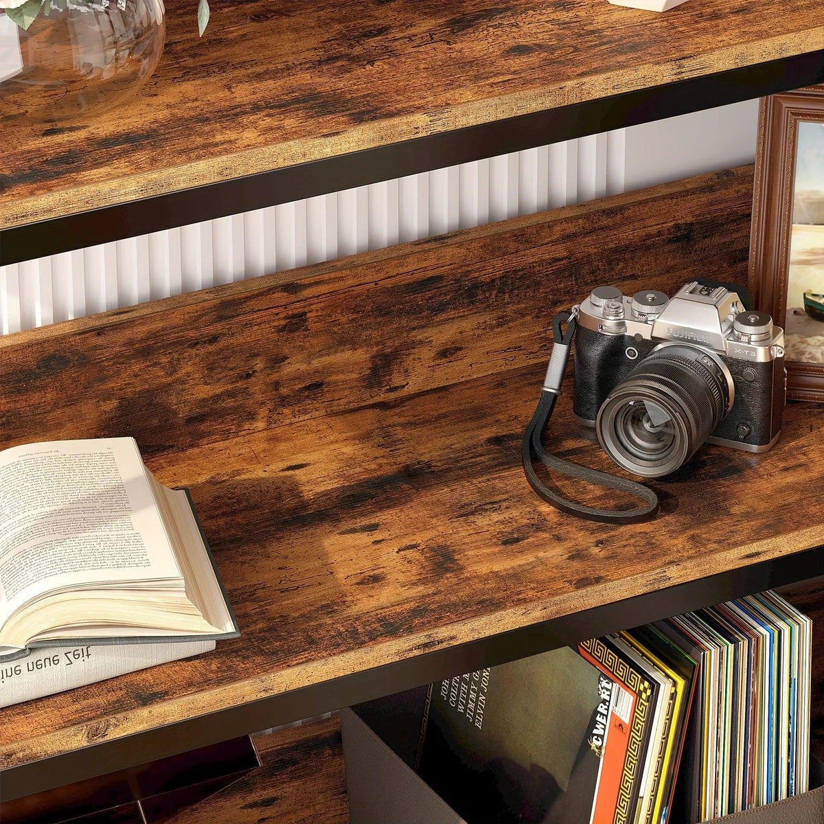 Metal 6-Tier Corner Bookshelf with Spinning Feature for Small Spaces