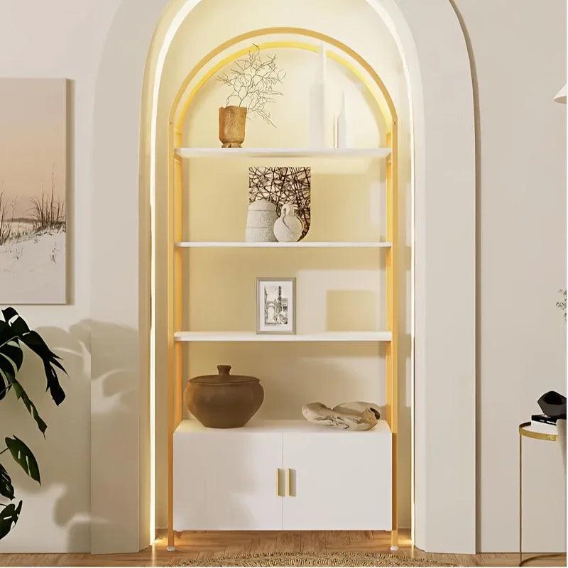 Metal Arched Bookshelf with Doors - 71