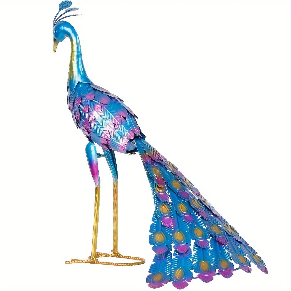 Metal Peacock Statue Elegant Outdoor Garden and Patio Decor