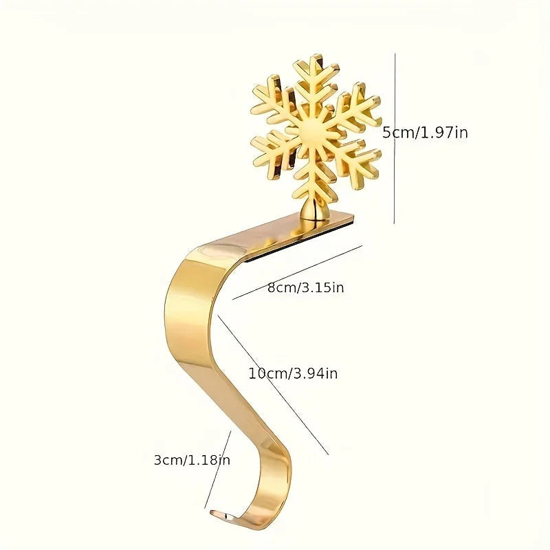 Metal Stocking Holder Set, 4pcs Golden & Silvery Hooks with Anti-Slip Pads