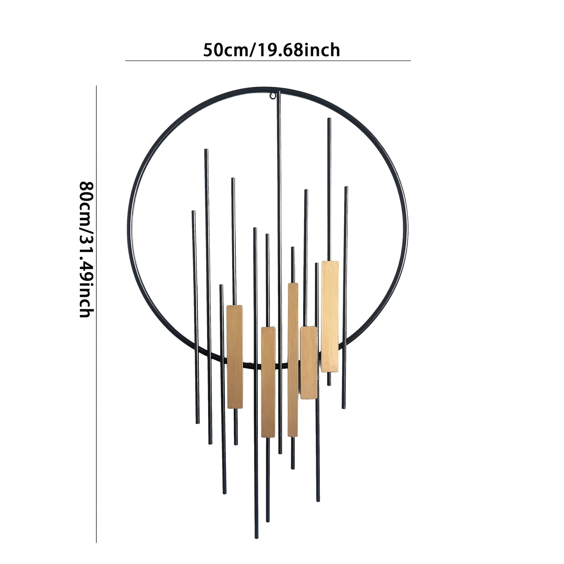 Metal Wall Art - Geometric Circle Design with Rustic Industrial Bars & Beams