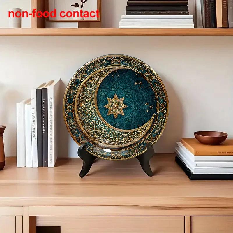 Metal Wall Art - Teal Gold Crescent Design