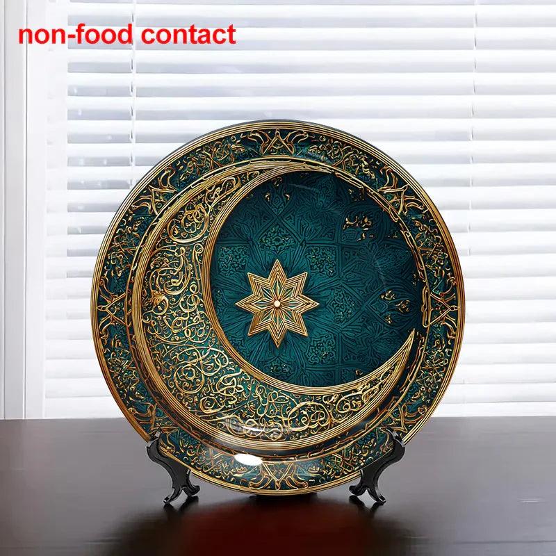 Metal Wall Art - Teal Gold Crescent Design