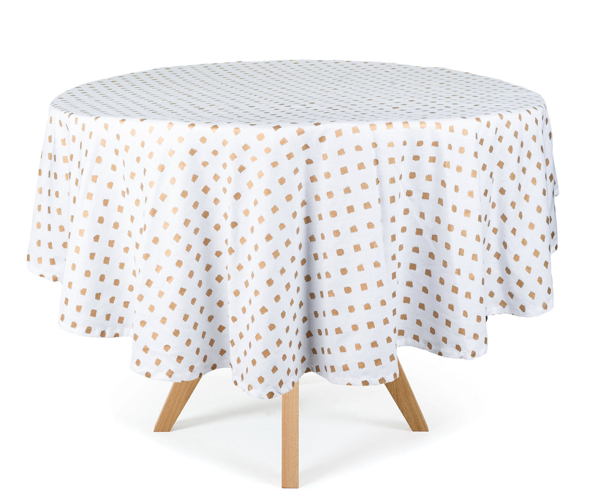 White TableCloth - Metallic Printed