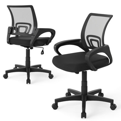 Mid-Back Mesh Office Chair Ergonomic Computer Chair with Lumbar Support-Black