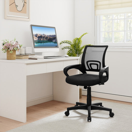 Mid-Back Mesh Office Chair Ergonomic Computer Chair with Lumbar Support-Black