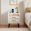 Mid Century Modern Nightstand with Charging Station and LED Lights-White