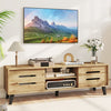 Mid Century Modern TV Stand with Sliding Doors and Cable Hole for 65 Inch TVs-Natural
