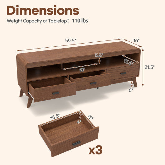 Mid Century Modern TV Stand for TVs up to 70