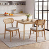 Mid Century Rattan Dining Chairs Set of 2 with Rattan Back and Solid Wood Frame-Natural