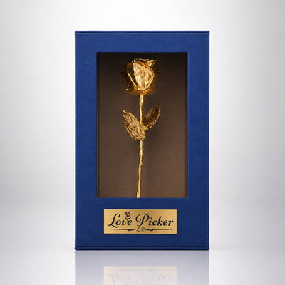 24K Gold Rose in Standing Clear Window Display Box | LovePicker