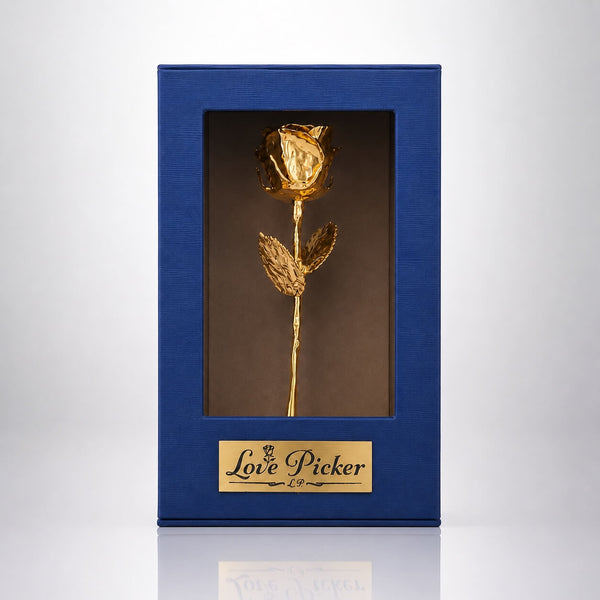 24K Gold Rose in Standing Clear Window Display Box | LovePicker