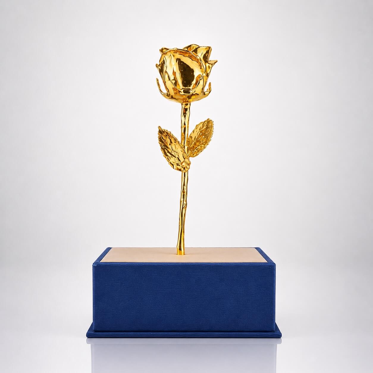 24K Gold Rose in Standing Clear Window Display Box | LovePicker