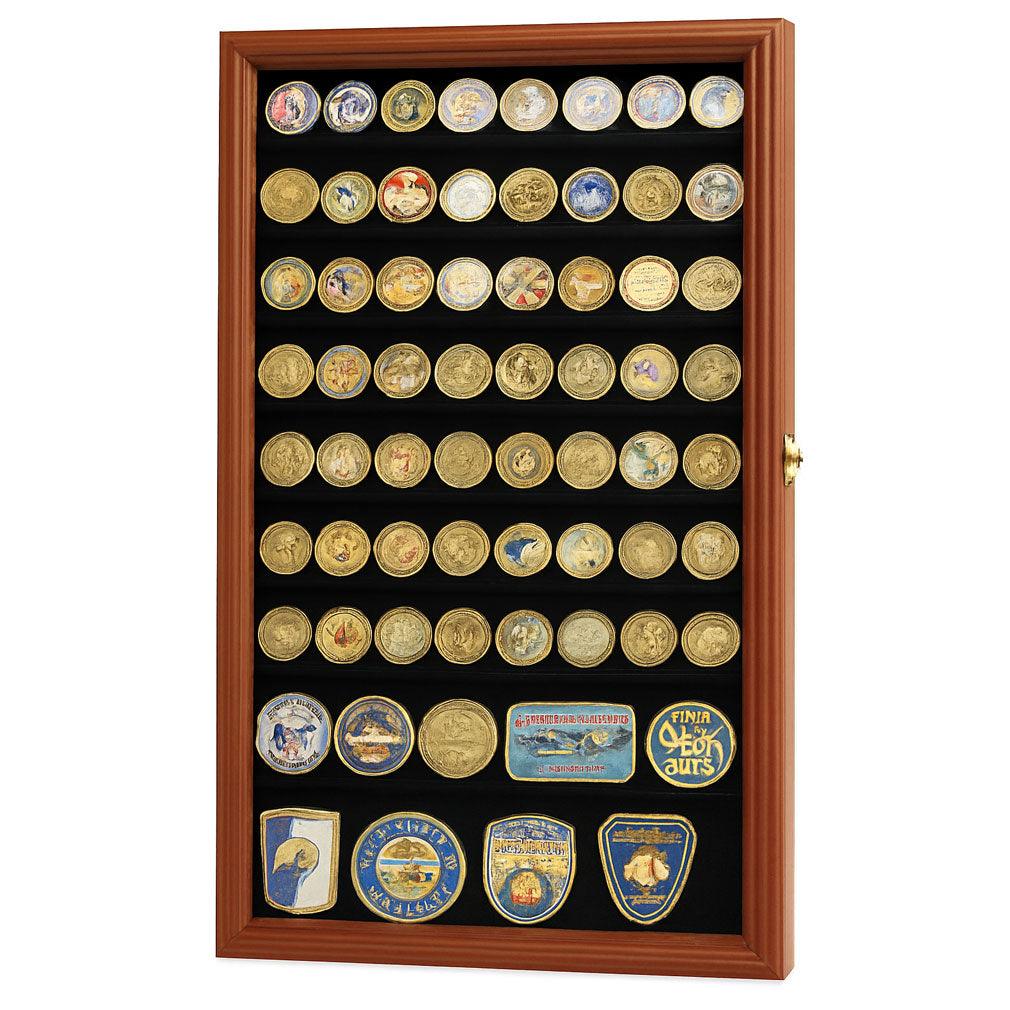 Large Military Challenge Coin Display Case Cabinet Holders Rack 98% UV - Lockable