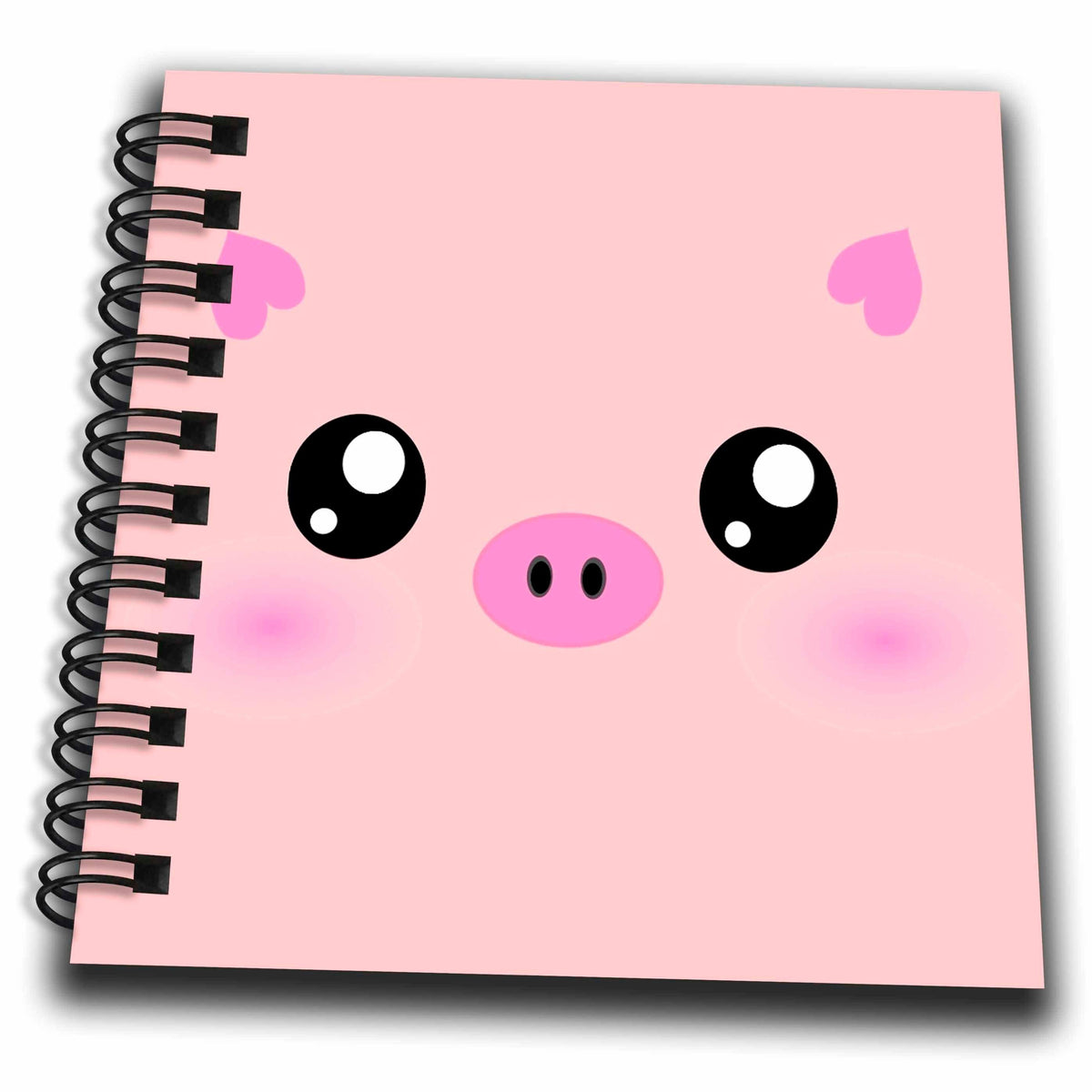 3dRose InspirationzStore Cute Animals - Kawaii pig face - cute pink minimalist farm animal cartoon - nursery kids child children girly girls - Drawing Books (db_113123)