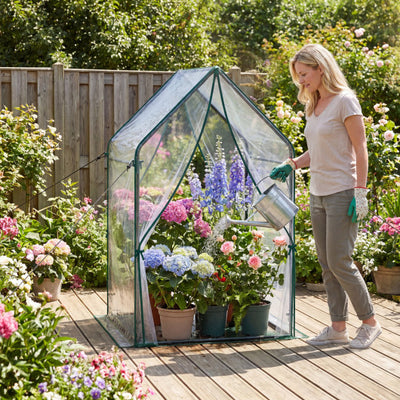 Mini Green House Metal Frame with Waterproof Bottom Mat and Wind Ropes-L