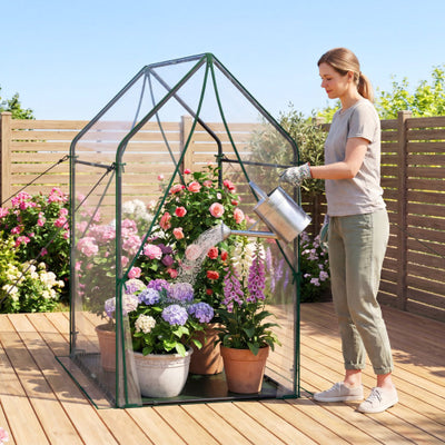 Mini Green House Metal Frame with Waterproof Bottom Mat and Wind Ropes-XL