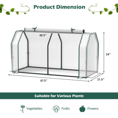 47.5 x 21.5 x 24 Inch Outdoor Mini Greenhouse with Roll-up Zipper Door