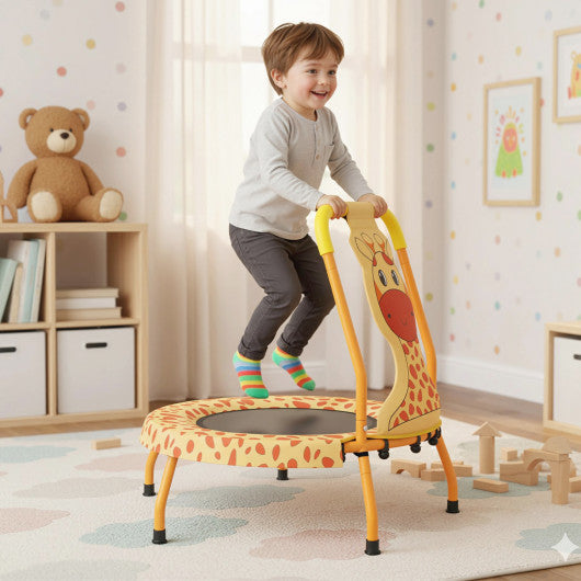Mini Trampoline for Toddlers with Foam Padded Handle and Safety Padded Cover-Orange
