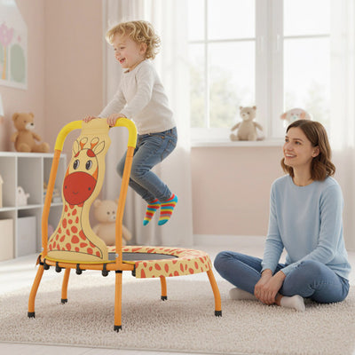 Mini Trampoline for Toddlers with Foam Padded Handle and Safety Padded Cover-Orange