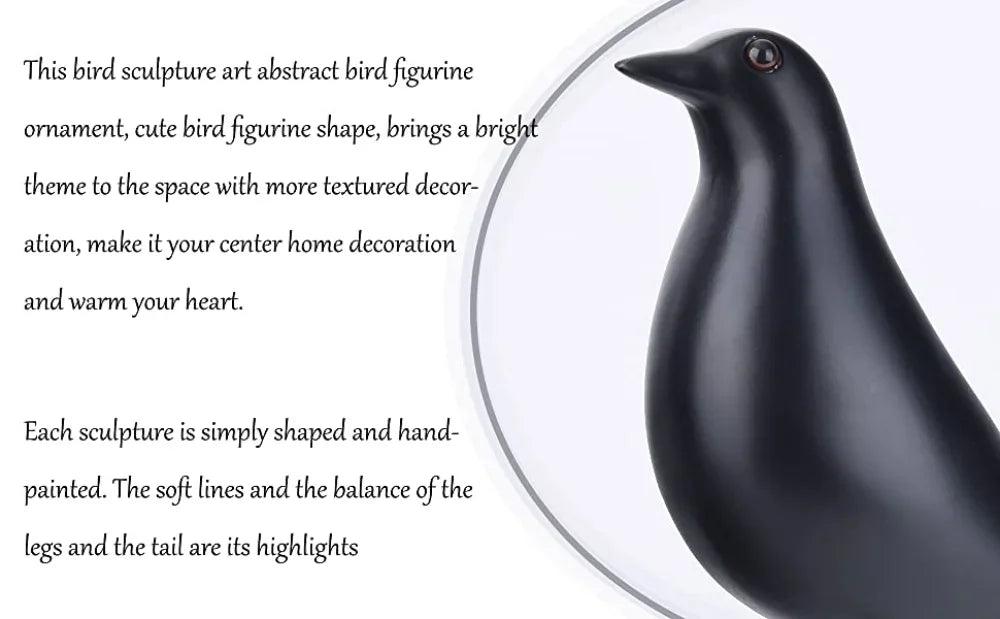 Minimalist Black Bird Figurine Decorative Tabletop Accent