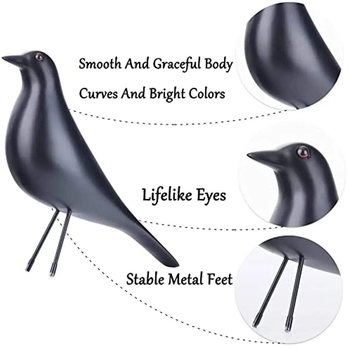Minimalist Black Bird Figurine Decorative Tabletop Accent