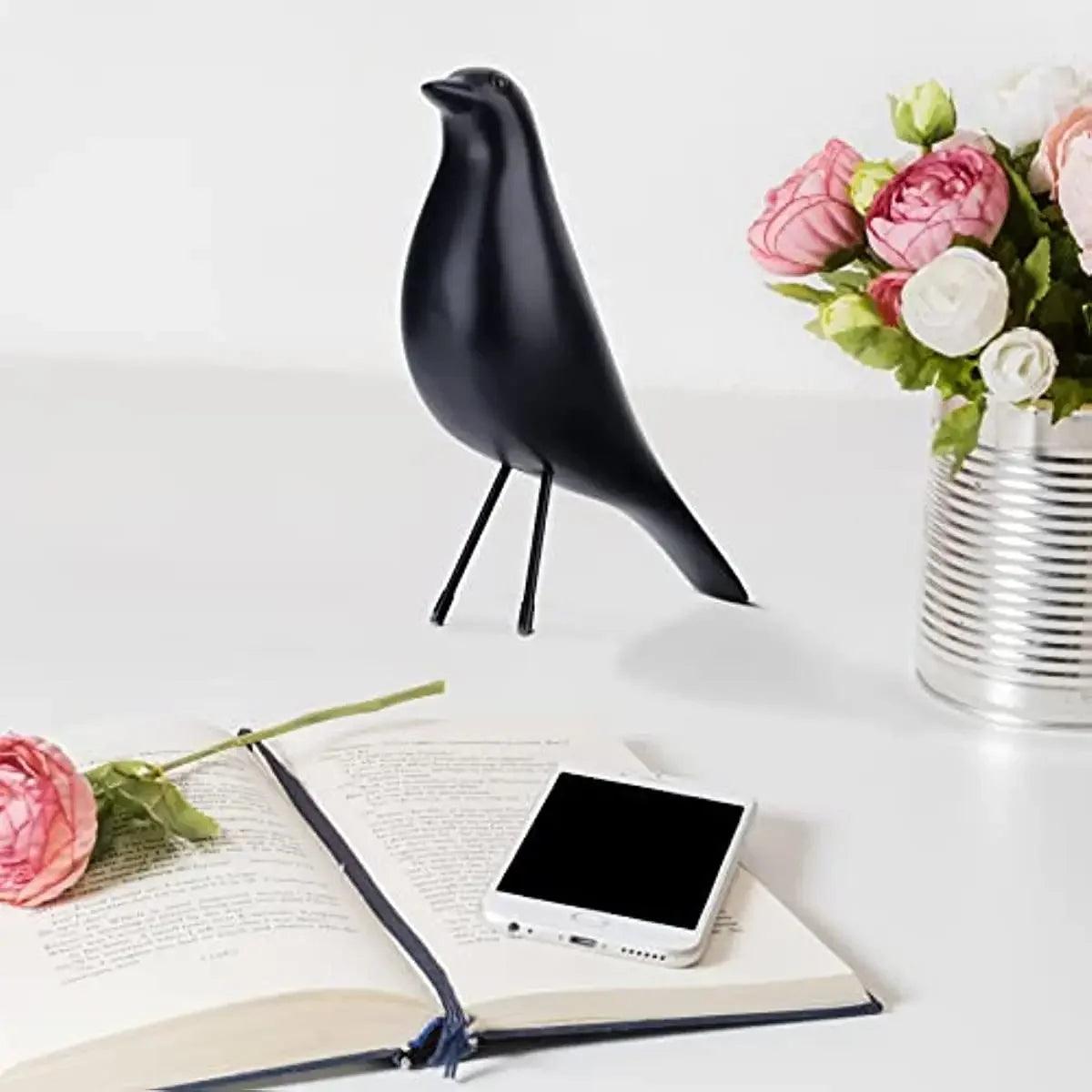 Minimalist Black Bird Figurine Decorative Tabletop Accent