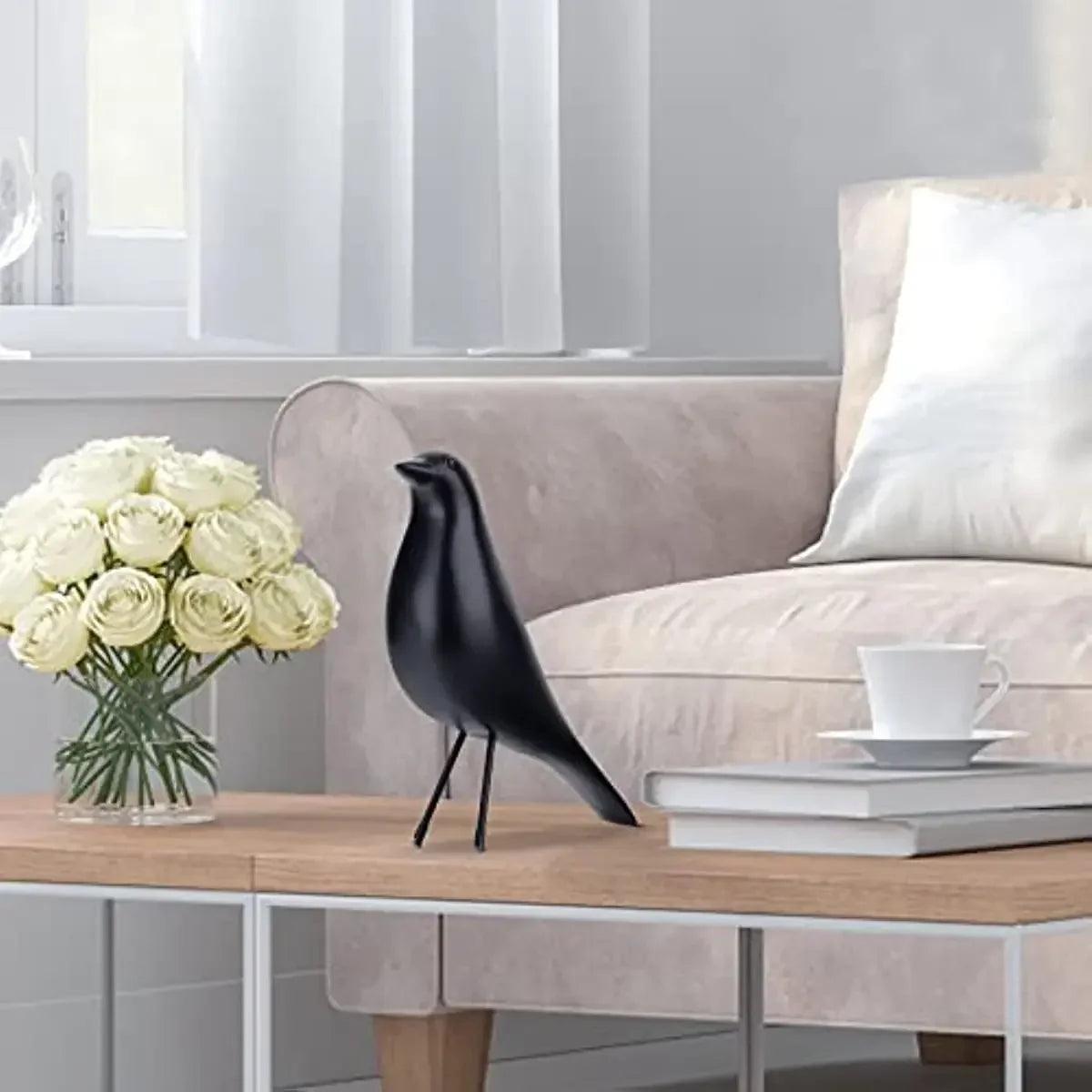 Minimalist Black Bird Figurine Decorative Tabletop Accent