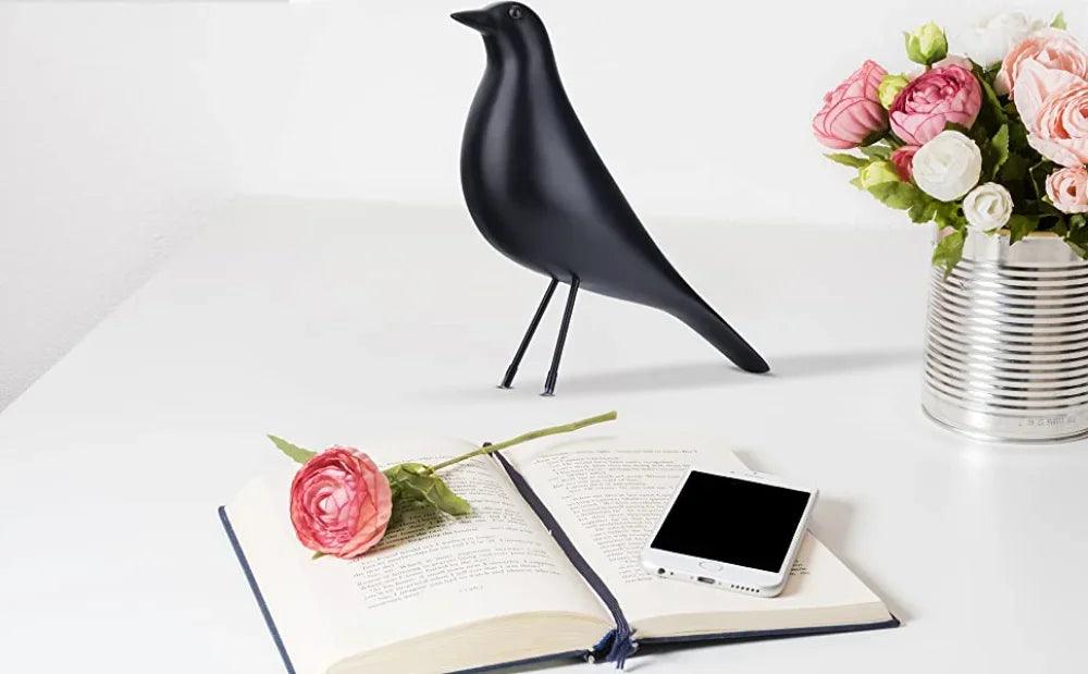 Minimalist Black Bird Figurine Decorative Tabletop Accent