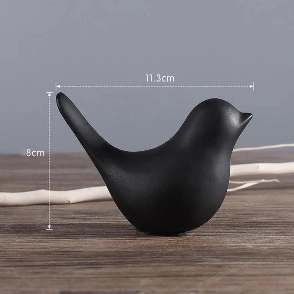 Minimalist White Ceramic Bird Figurine Tabletop Decor