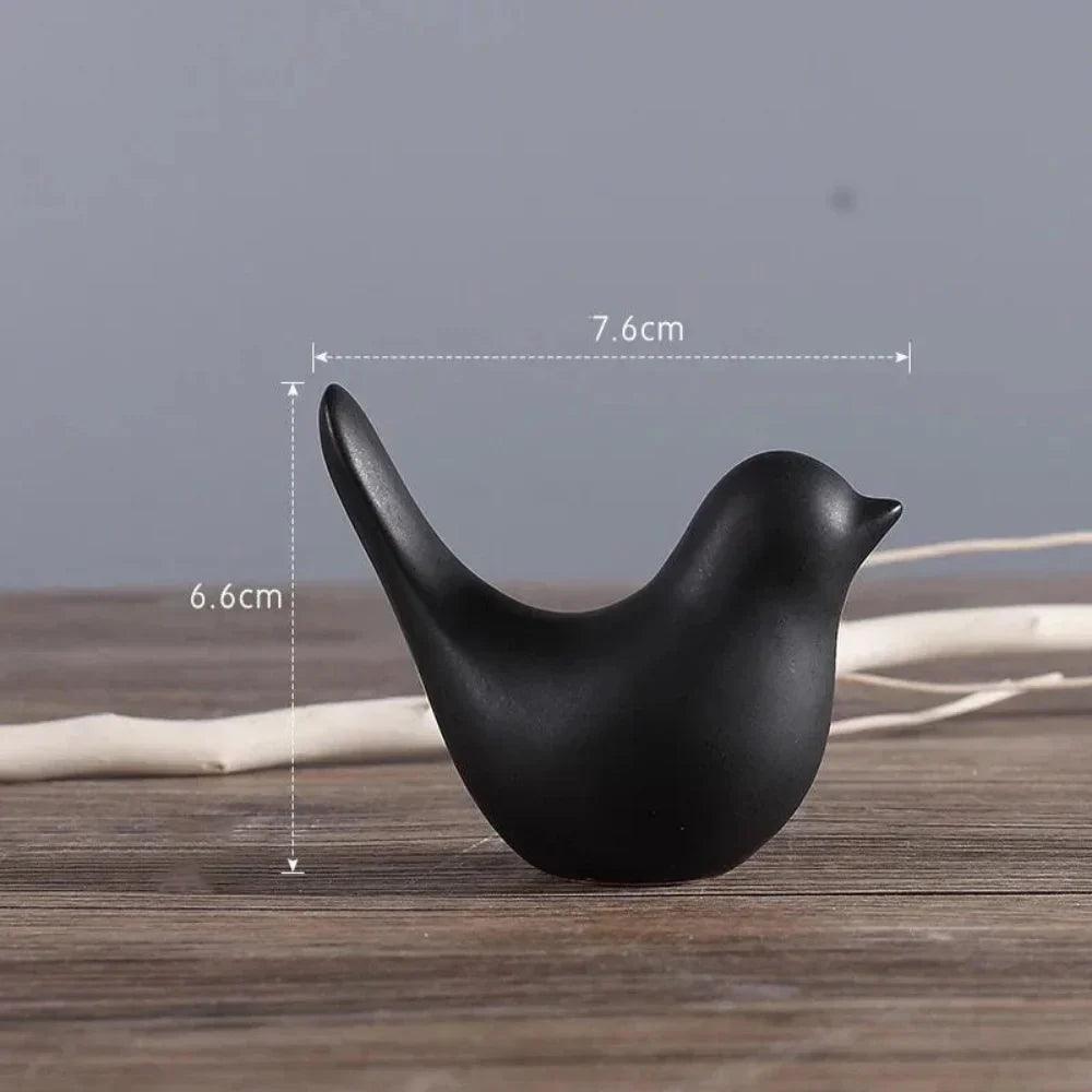 Minimalist White Ceramic Bird Figurine Tabletop Decor