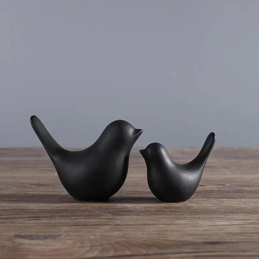 Minimalist White Ceramic Bird Figurine Tabletop Decor