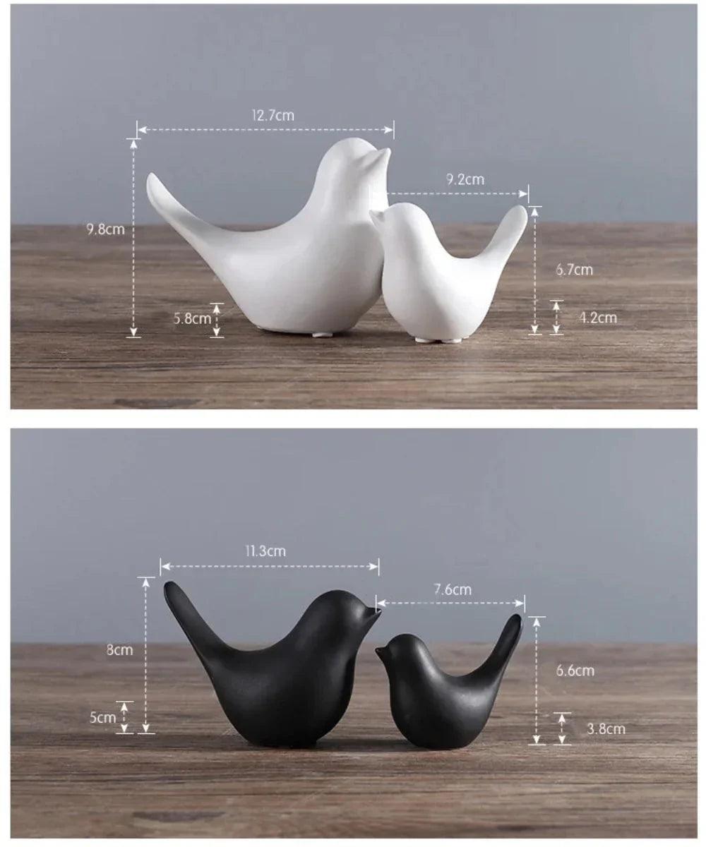 Minimalist White Ceramic Bird Figurine Tabletop Decor