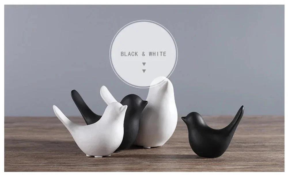Minimalist White Ceramic Bird Figurine Tabletop Decor