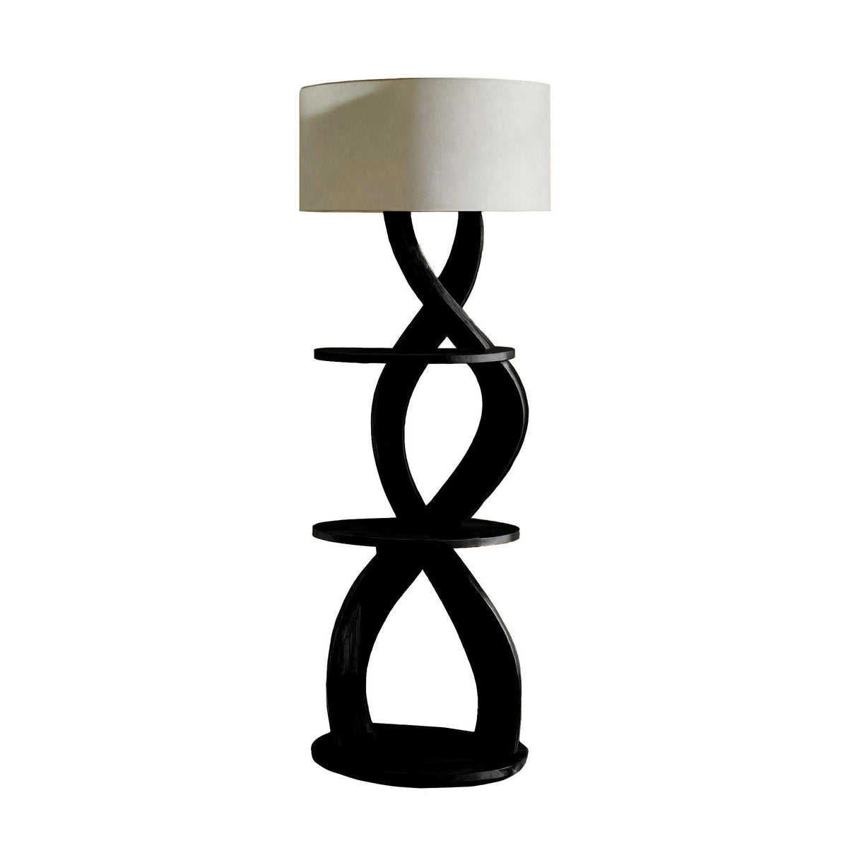 Minimalist Design Solid Wood Floor Lamp with Shelves