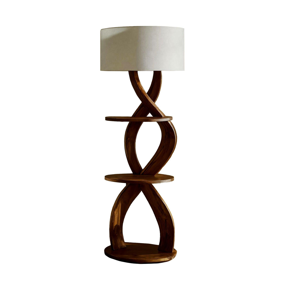 Minimalist Design Solid Wood Floor Lamp with Shelves