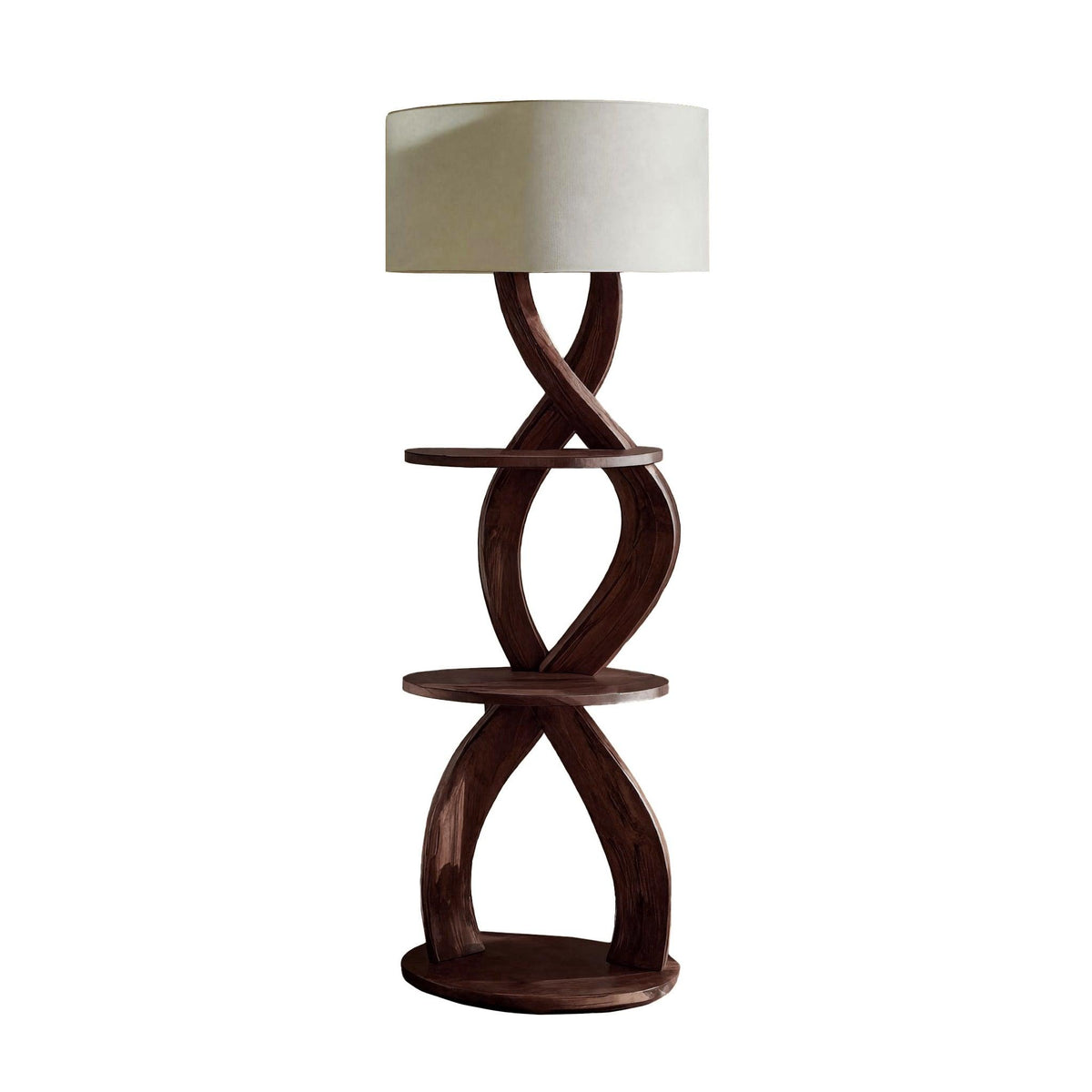 Minimalist Design Solid Wood Floor Lamp with Shelves