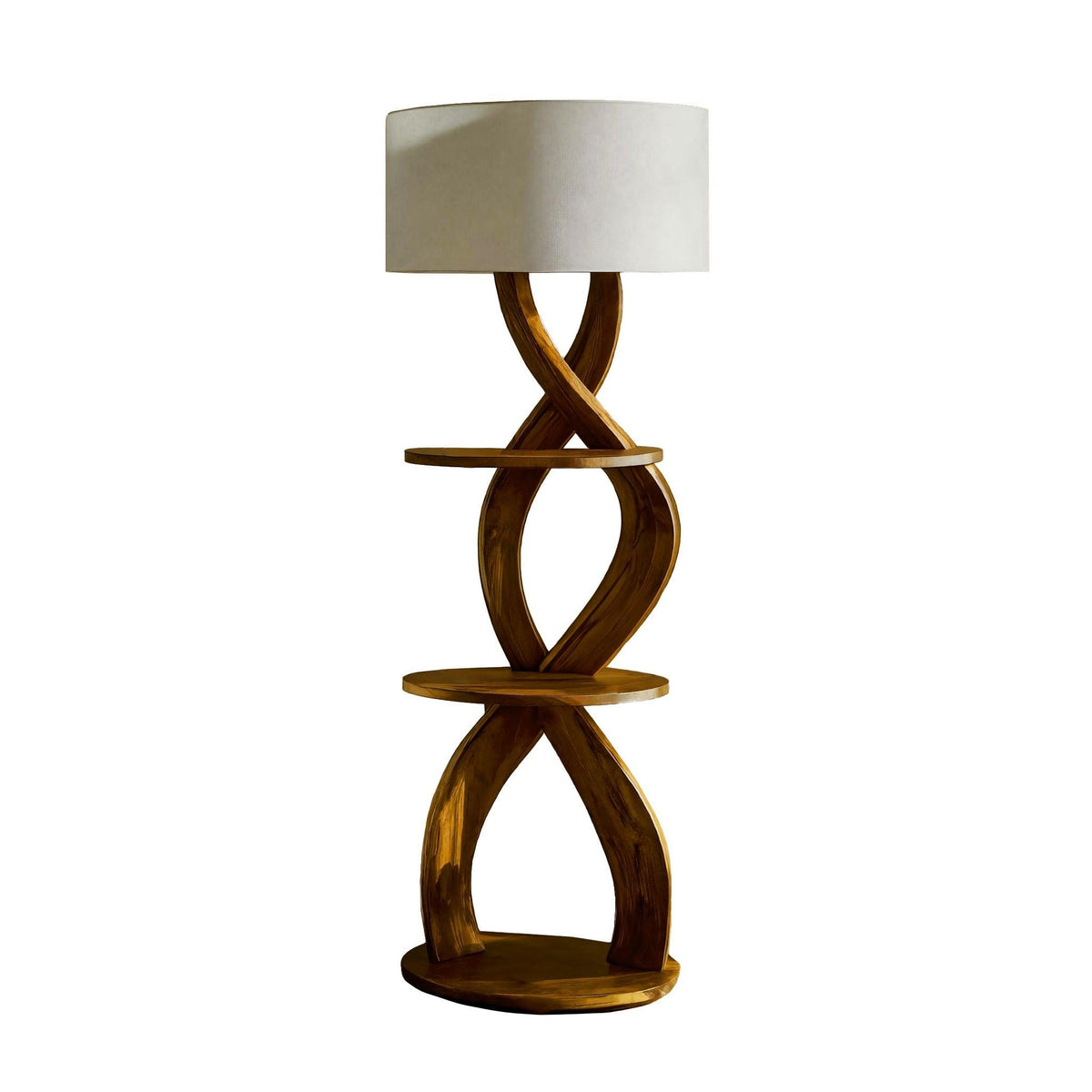 Minimalist Design Solid Wood Floor Lamp with Shelves