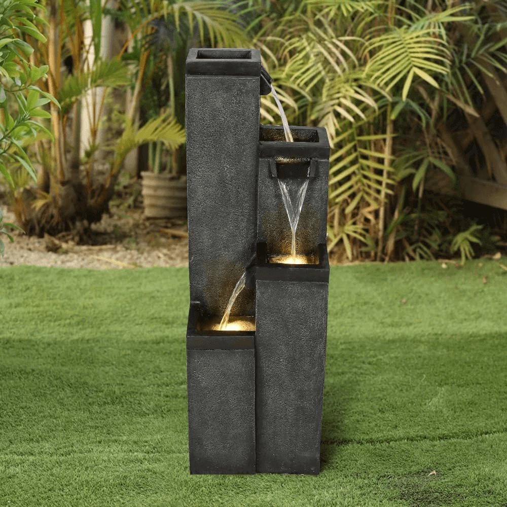 Resin Modern Outdoor Fountains 4 Pillar 39 Inch