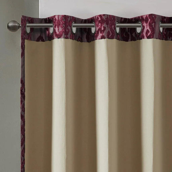 Mirage Knitted Jacquard Damask Total Blackout Grommet Top Curtain Panel by SunSmart - Gifts for You 'n Me