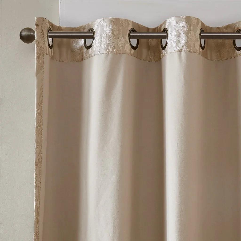 Mirage Knitted Jacquard Damask Total Blackout Grommet Top Curtain Panel by SunSmart - Gifts for You 'n Me
