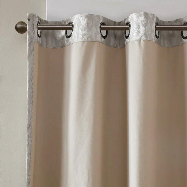 Mirage Knitted Jacquard Damask Total Blackout Grommet Top Curtain Panel by SunSmart - Gifts for You 'n Me