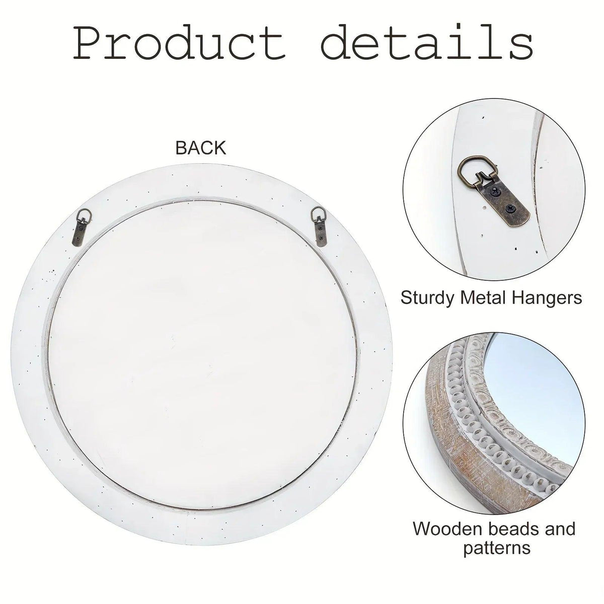 Mirror - Distressed Wood White Round