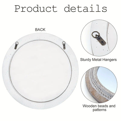 Mirror - Distressed Wood White Round