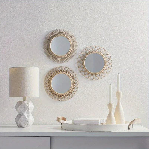 Mirror Set - Traditional Wicker Round 3 Piece