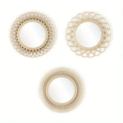 Mirror Set - Traditional Wicker Round 3 Piece