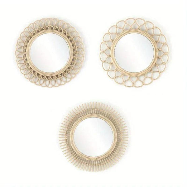 Mirror Set - Traditional Wicker Round 3 Piece