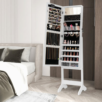 Mirror Jewelry Cabinet with 20 Warm Lights and 4 Tilt Angles-White